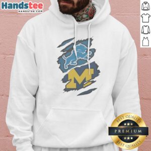 Pretty Detroit Lions Michigan Wolverines Combined Logo Graphic Apparel Hoodie featuring a unique logo blend.