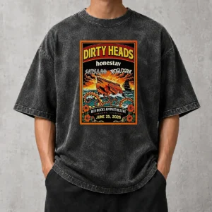 Pretty Dirty Heads Morrison Red Rocks Amphitheatre Jun 25 2026 Poster printed on a soft washed t shirt in red tones