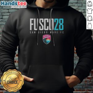 Pretty San Diego Wave FC Fusco 28 Text Logo San Diego Wave FC NWSL Hoodie displayed on a wooden background