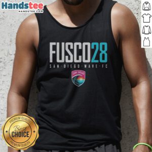 Pretty San Diego Wave FC Fusco 28 Text Logo San Diego Wave FC NWSL Tank top displayed in vibrant colors