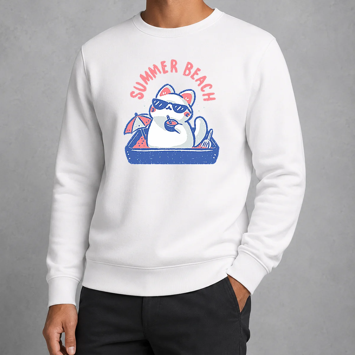 Pretty Summer Beach Cat Sweater
