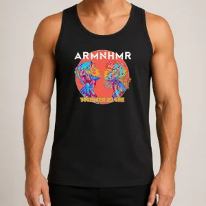 Pretty Together As One Electronic Music tank top in black, sleeveless casual wear with graphic print