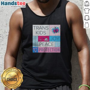 Pretty Trans Kids Deserve Joy Peace Protection Tank Top in soft cotton fabric, perfect for casual wear