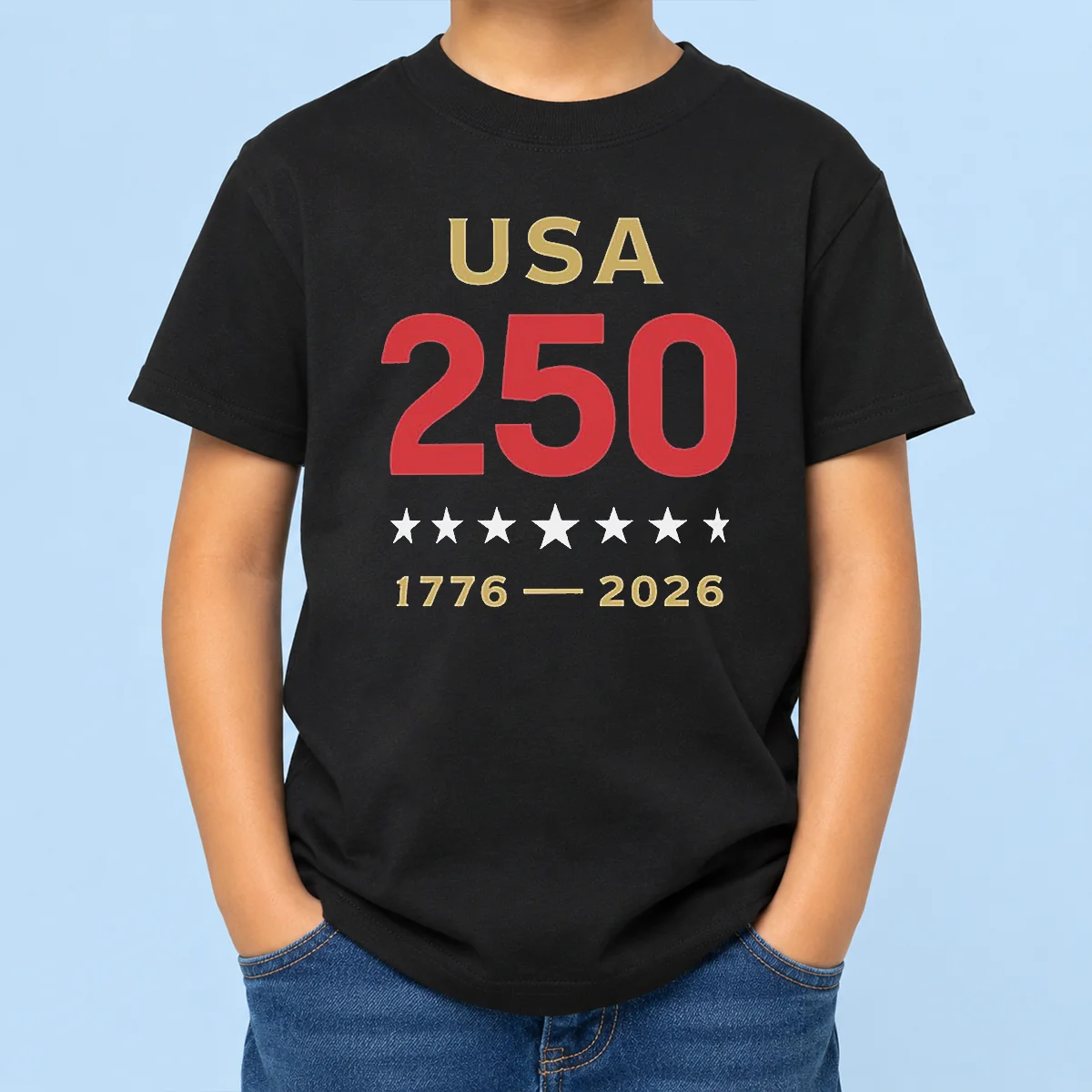 Pretty USA 250 1776 2026 Patriotic American Independence Anniversary Kids T-Shirt