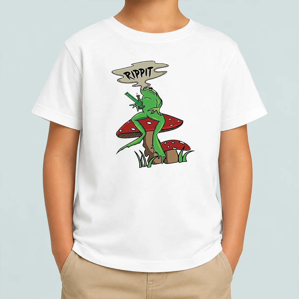 Top Frog Holding Gun Rippit Kids T-Shirt