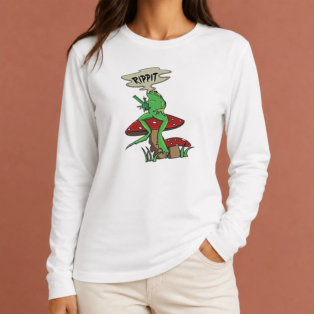 Top Frog Holding Gun Rippit Long Sleeve Shirt