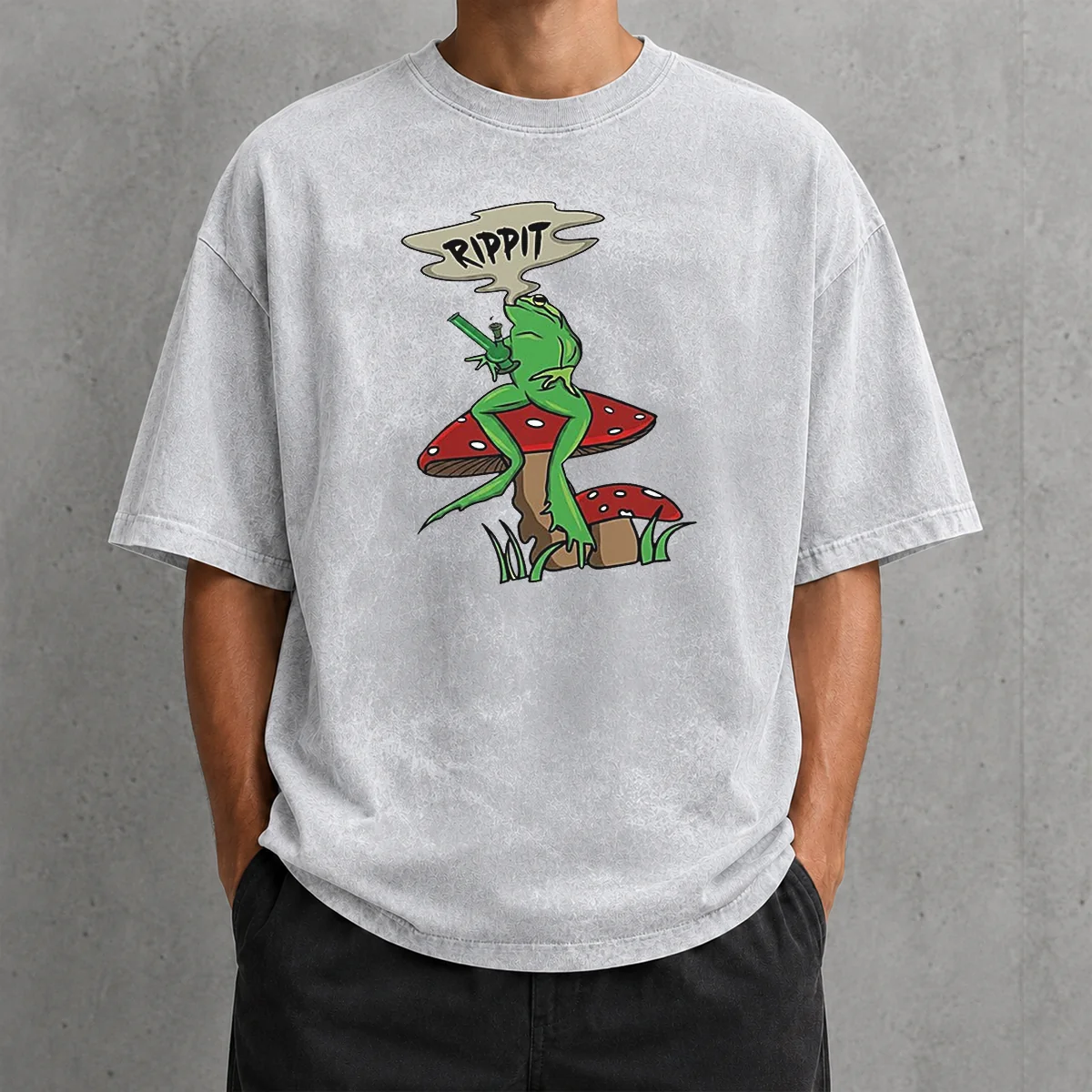Top Frog Holding Gun Rippit Washed T-Shirt