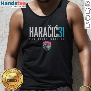 Top San Diego Wave FC HaračIć 31 San Diego Wave FC Soccer NWSL Tank top featuring team colors and player name.