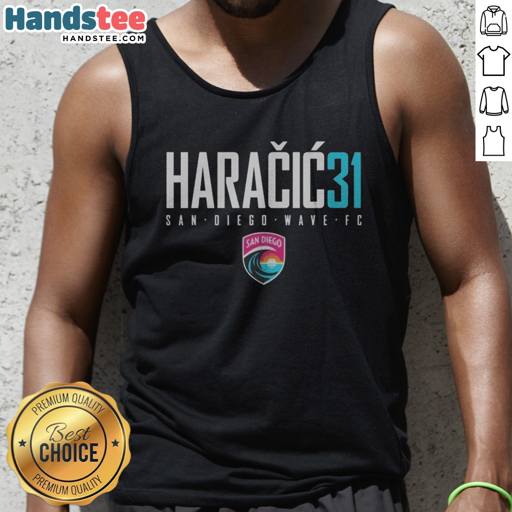 Top San Diego Wave FC HaračIć 31 San Diego Wave FC Soccer NWSL Shirt on Tank Top Top San Diego Wave FC HaračIć 31 San Diego Wave FC Soccer NWSL Shirt shown as a tank top preview