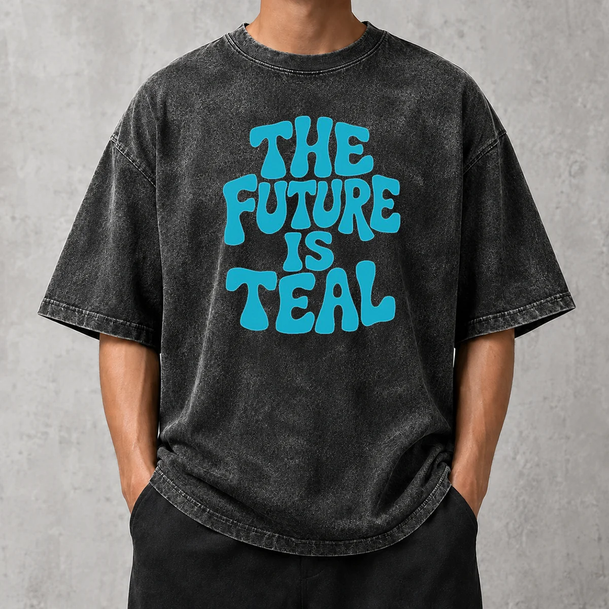 Top The Future Is Teal Washed T-Shirt