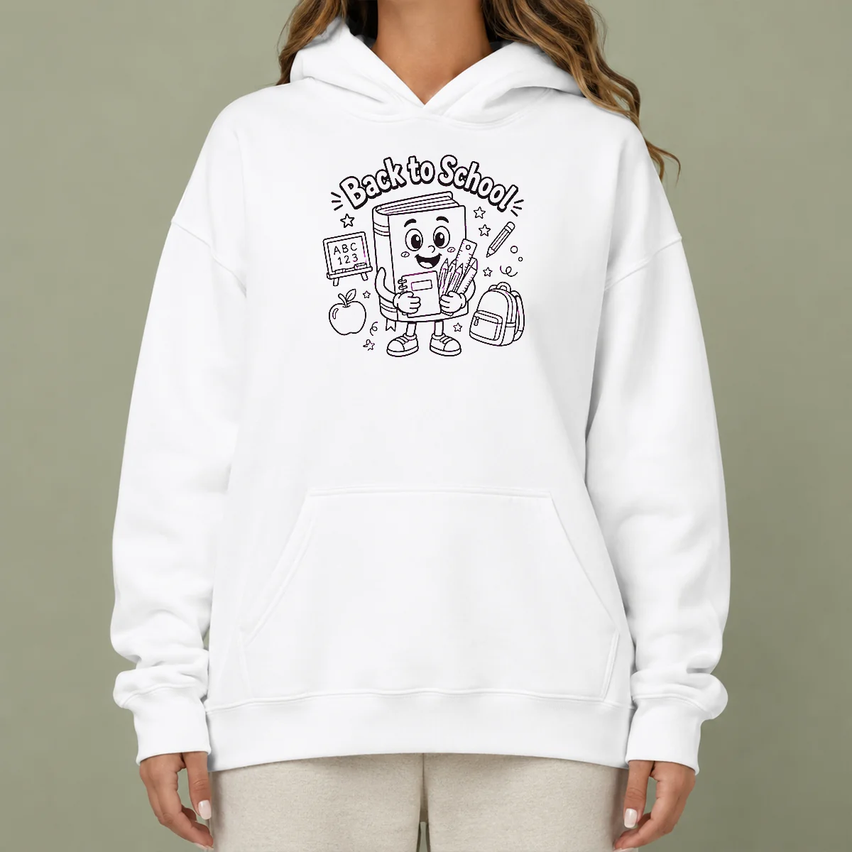 Awesome Back To School Fun Character Line Art Hoodie