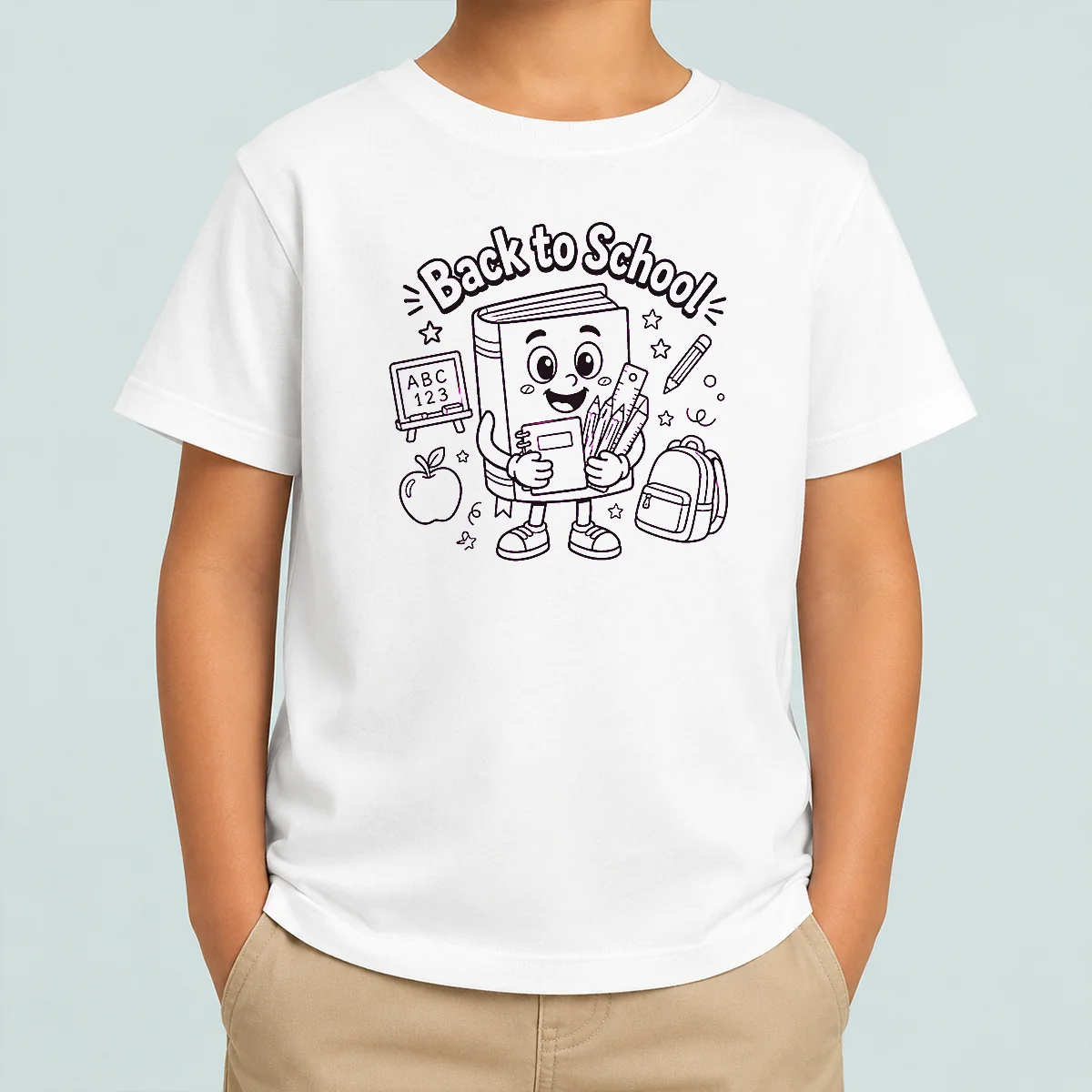Awesome Back To School Fun Character Line Art Kids T-Shirt