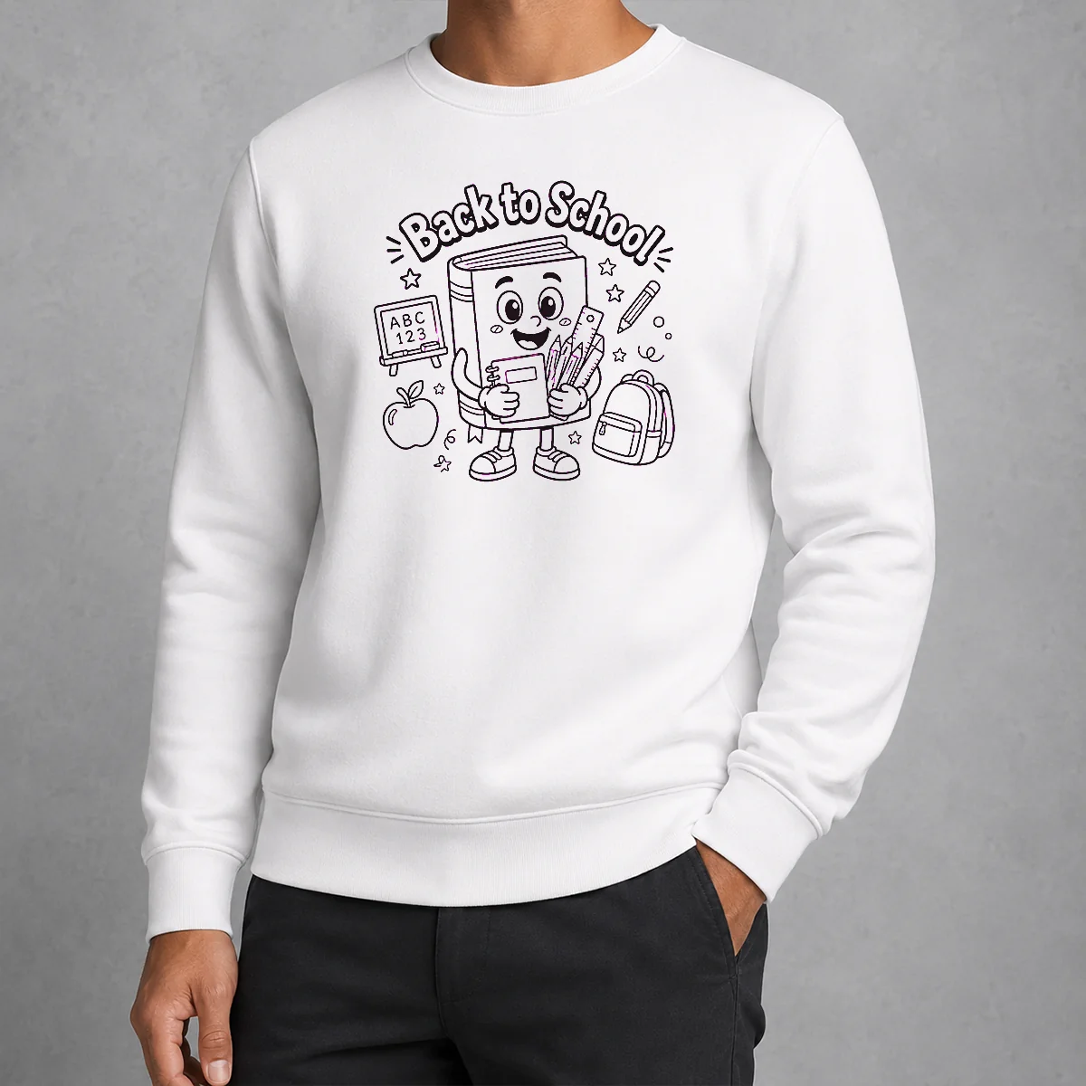 Awesome Back To School Fun Character Line Art Sweater