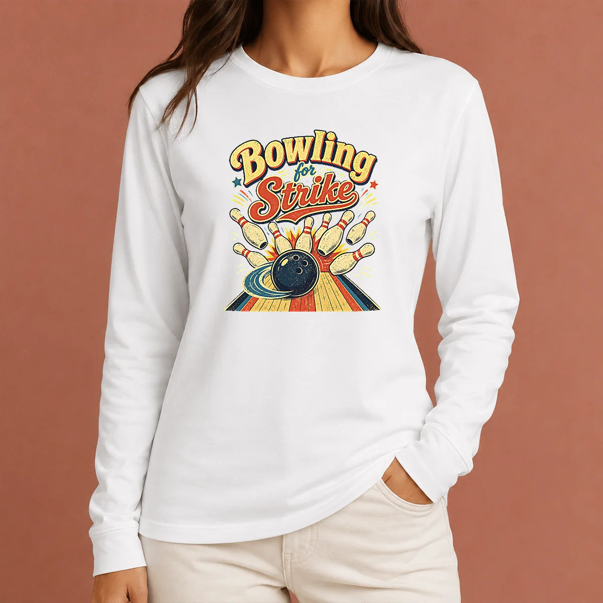 Awesome Bowling For Strike Vintage Long Sleeve Shirt