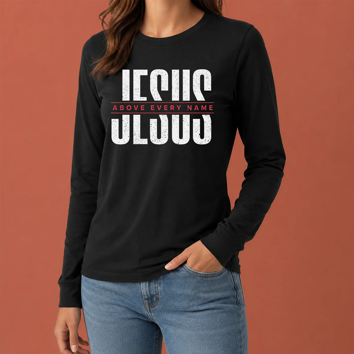 Awesome Jesus Above Every Name Inspirational Faith Lovers Long Sleeve Shirt