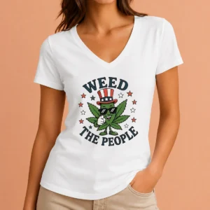 Awesome Nice Weed The People Cannabis Uncle Sam Character Patriotic Leaf Symbol V-Neck Shirt
