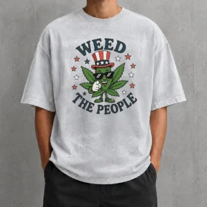 Awesome Nice Weed The People Cannabis Uncle Sam Character Patriotic Leaf Symbol Washed T-Shirt