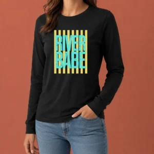 Awesome River Babe Retro Stripes Sunshine Long Sleeve Shirt