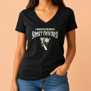 Funny I Survived Patricias Sunset Cocktails V-Neck Shirt