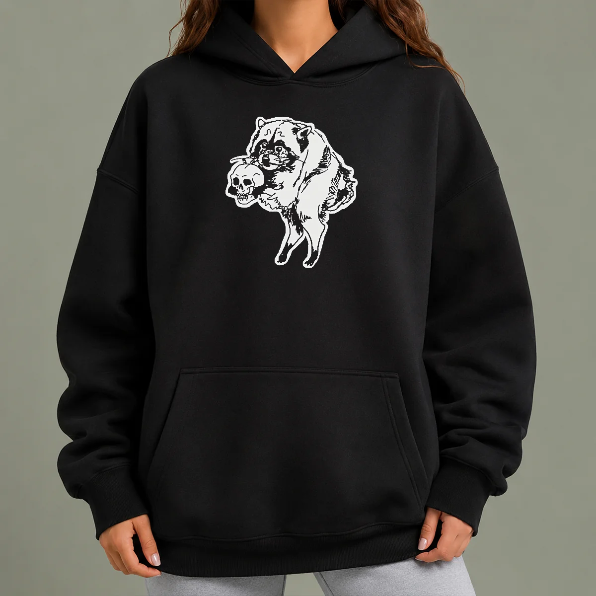 Funny Jimothy Raccoon Holding Skull Seattle Finest Ballard Legend Cute Trash Panda Hoodie