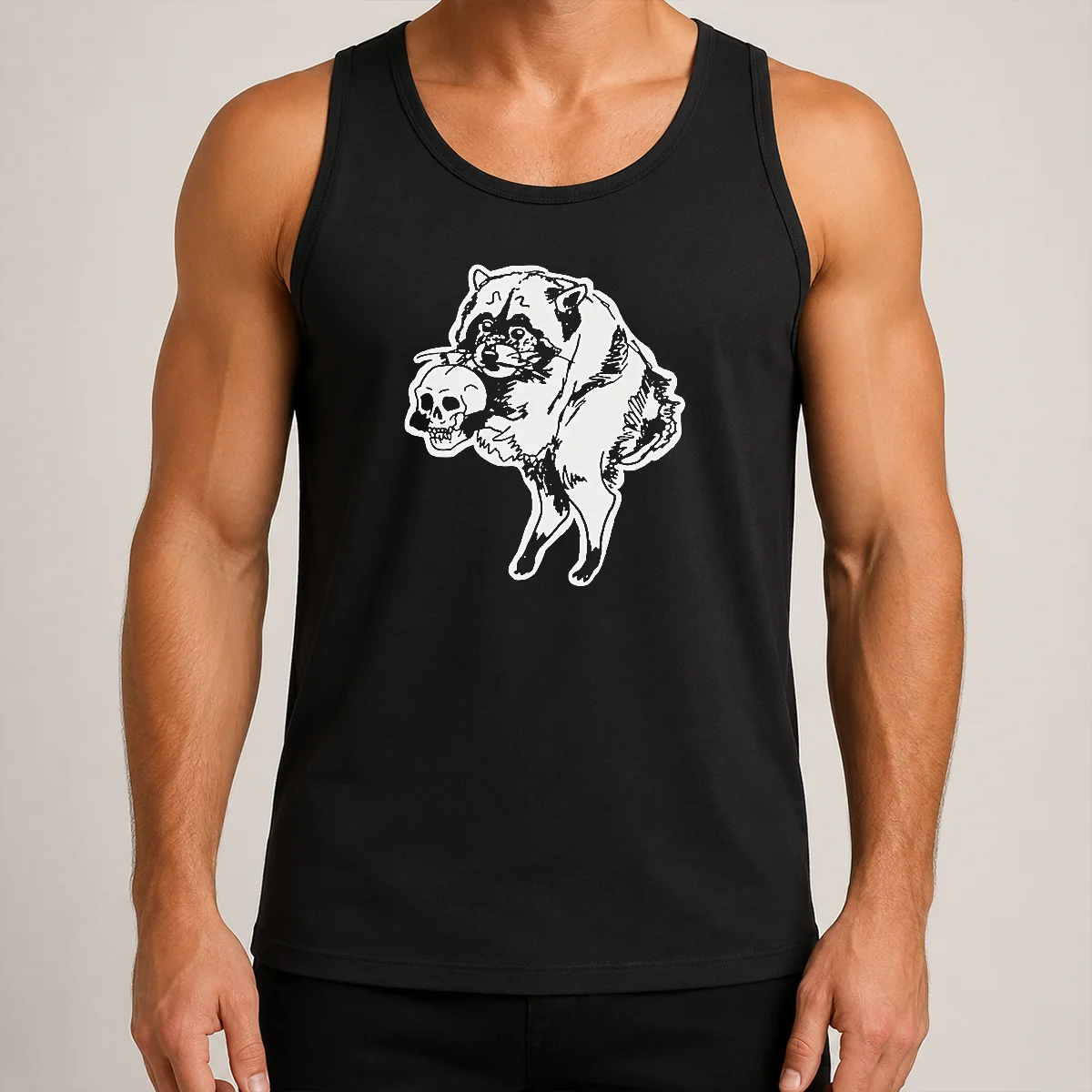 Funny Jimothy Raccoon Holding Skull Seattle Finest Ballard Legend Cute Trash Panda Tank Top