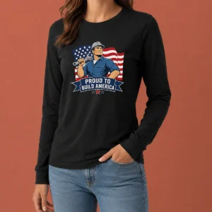 Funny Labour Day Proud Blue Collar Worker Vector long sleeve shirt with bold graphic design
