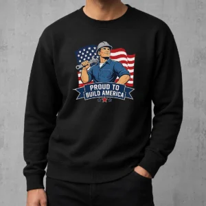 Funny Labour Day Proud Blue Collar Worker Vector Sweater