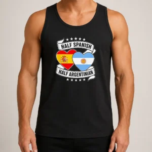 Funny Premium Half Spanish Half Argentinian Heart Flag Tank Top