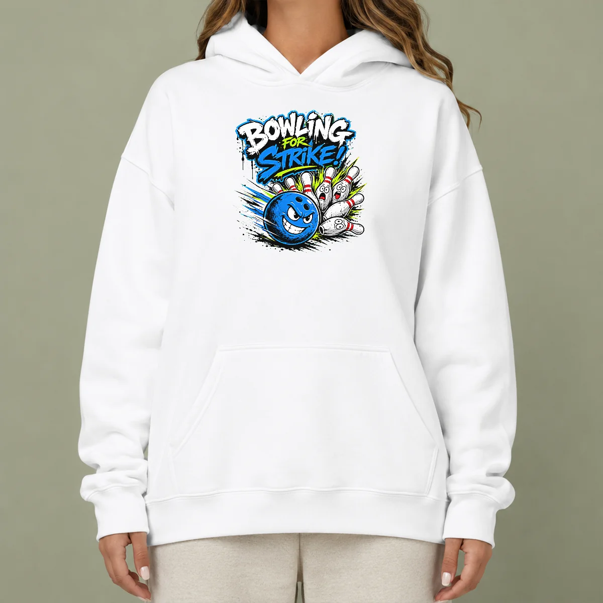 Funny Pretty Bowling For Strike Fun Grunge Streetwear hoodie in black with bold graphic print