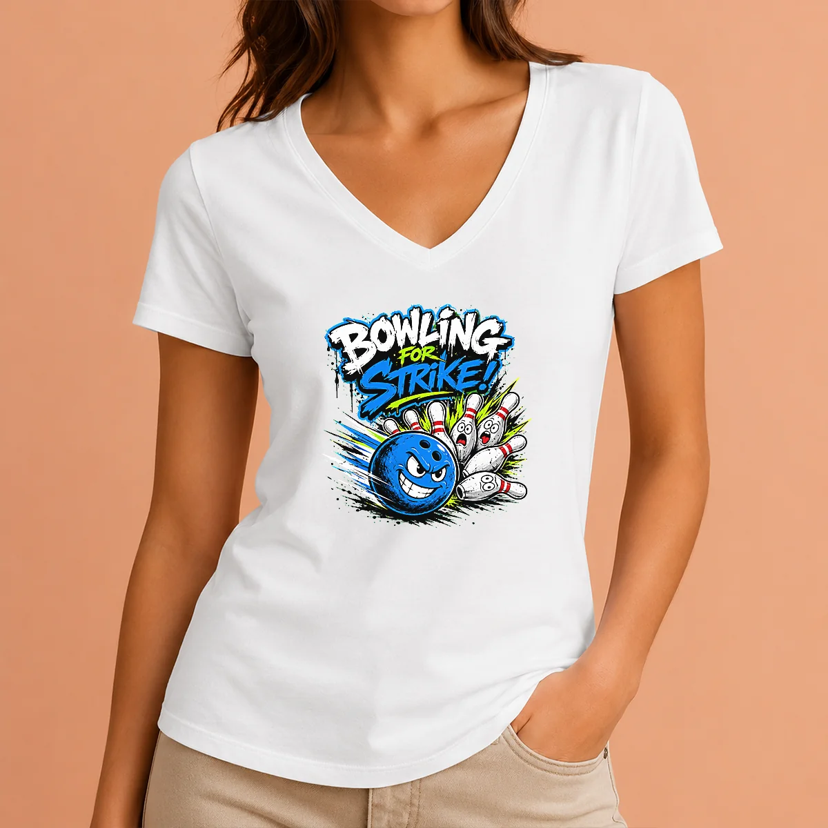 Funny Pretty Bowling For Strike Fun V-Neck Shirt Funny Pretty Bowling For Strike Fun V-Neck Shirt