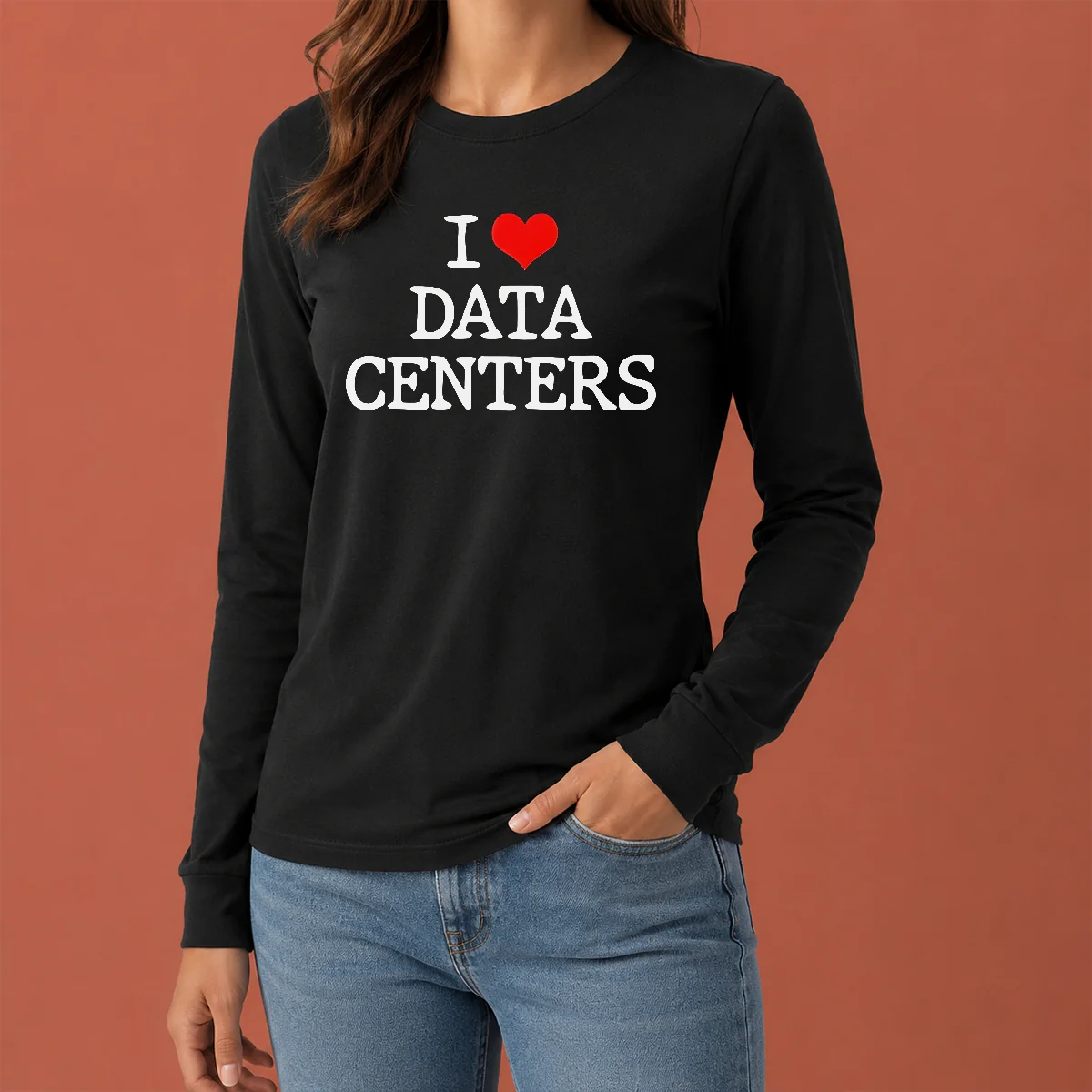 Funny Pretty I Love Data Centers IT Professional Server Room Long Sleeve Shirt