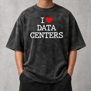 Funny Pretty I Love Data Centers IT Professional Server Room Washed T-Shirt