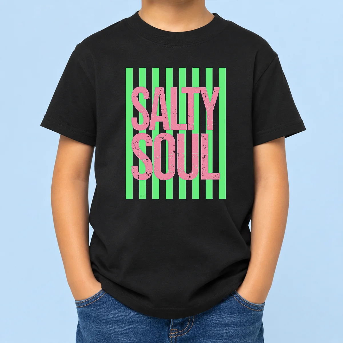Funny Salty Soul Retro Stripes Sunshine Kids T-Shirt