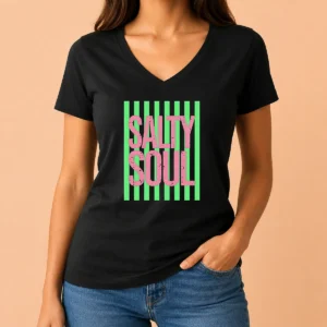 Funny Salty Soul Retro Stripes Sunshine V-Neck Shirt