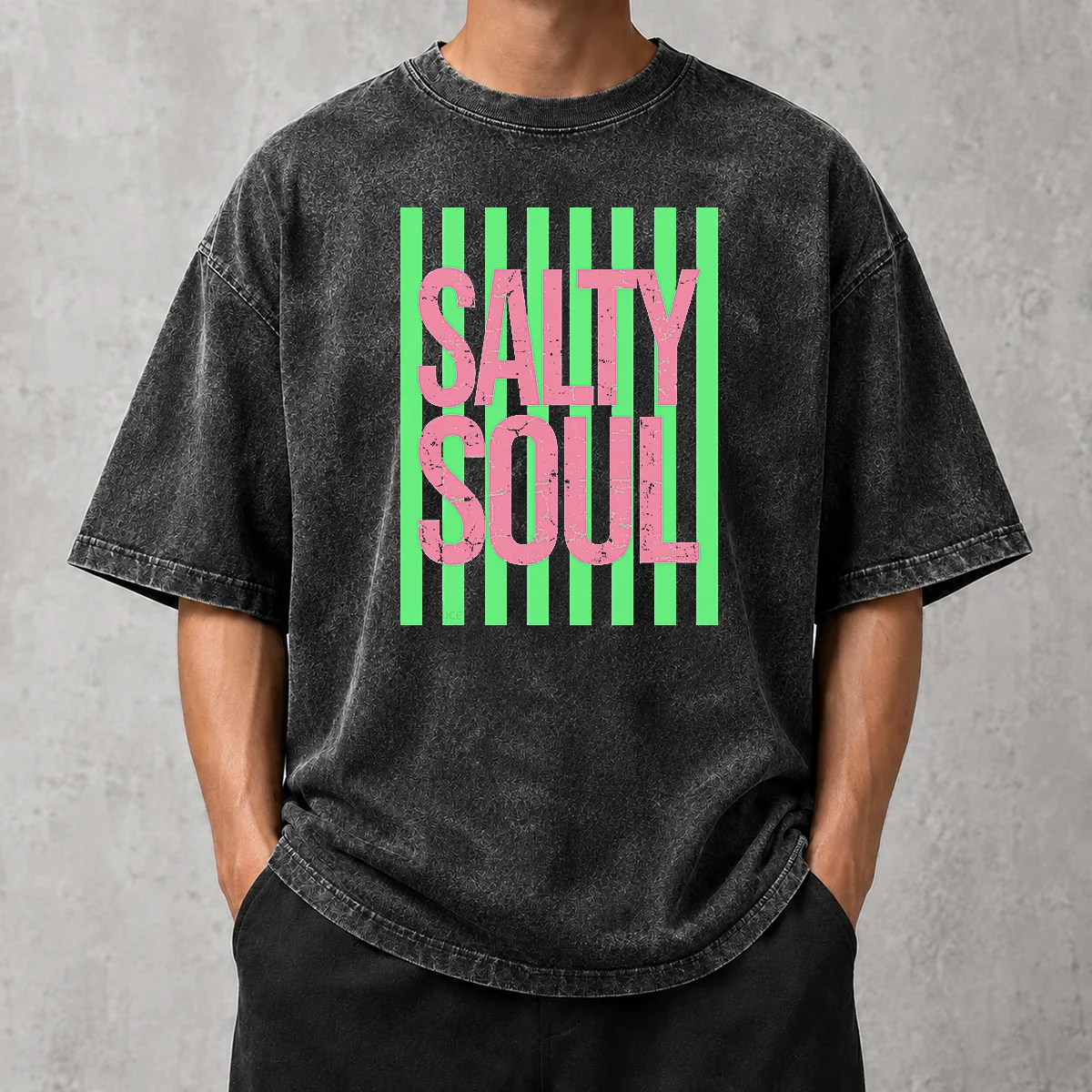 Funny Salty Soul Retro Stripes Sunshine Washed T-Shirt