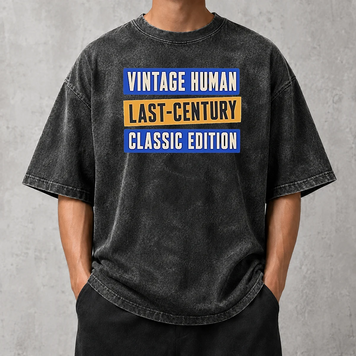 Funny Vintage Human Last Century Classic Edition Washed T-Shirt