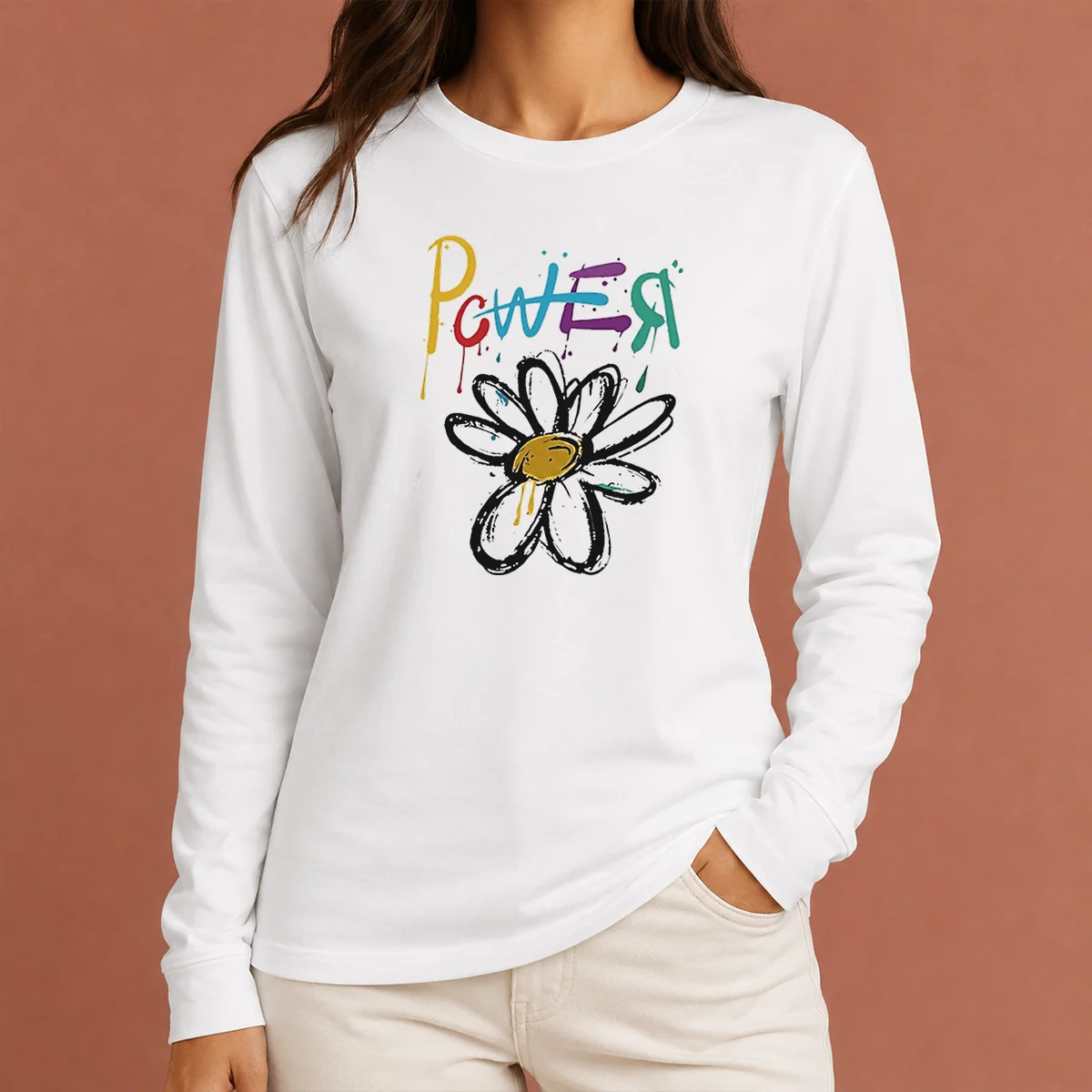 Good Dragon Power World Tour Flower Handraw Long Sleeve Shirt