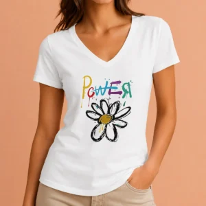 Good Dragon Power World Tour Flower Handraw V-Neck Shirt