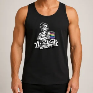Good First Day School Teacher Stencil Tank Top