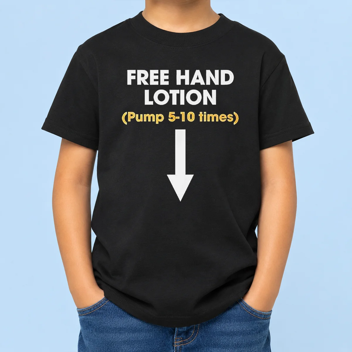Good Free Hand Lotion Pump 5 10 Times Kids T Shirt featuring a comfortable short sleeve design for children