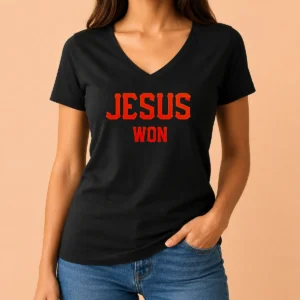 Good Jesus Won San Francisco Giants V Neck Shirt featuring team colors and bold text design