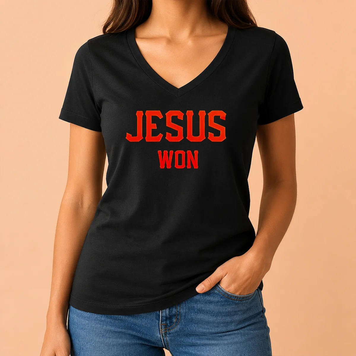 Good Jesus Won San Francisco Giants V-Neck Shirt Good Jesus Won San Francisco Giants V-Neck Shirt