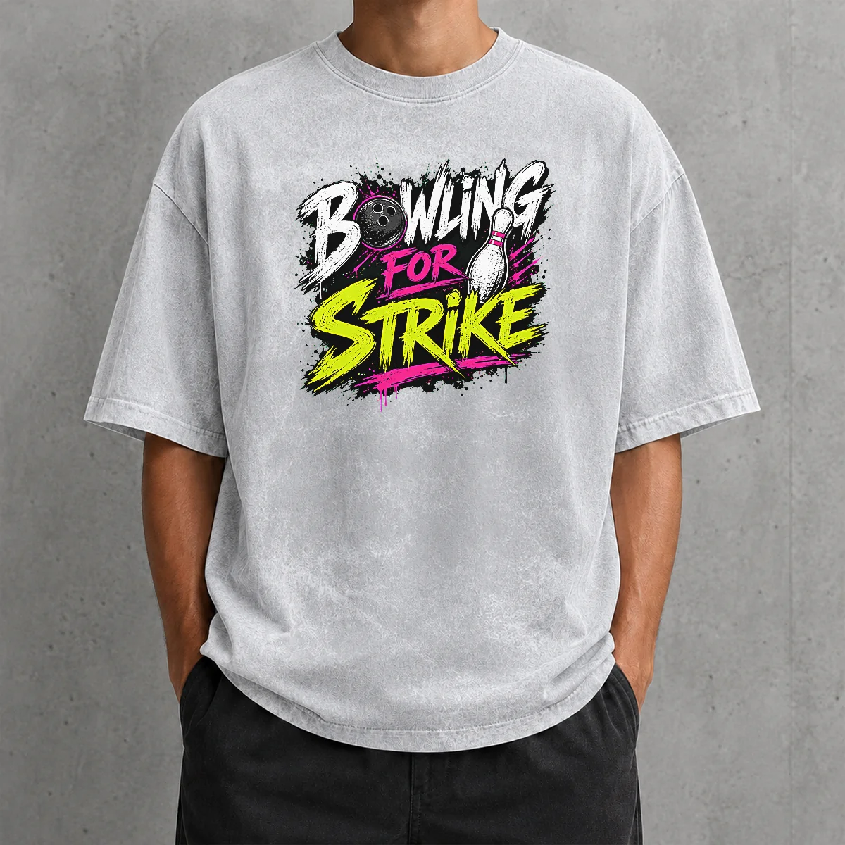 Happy Premium Bowling For Strike Streetwear Washed T-Shirt