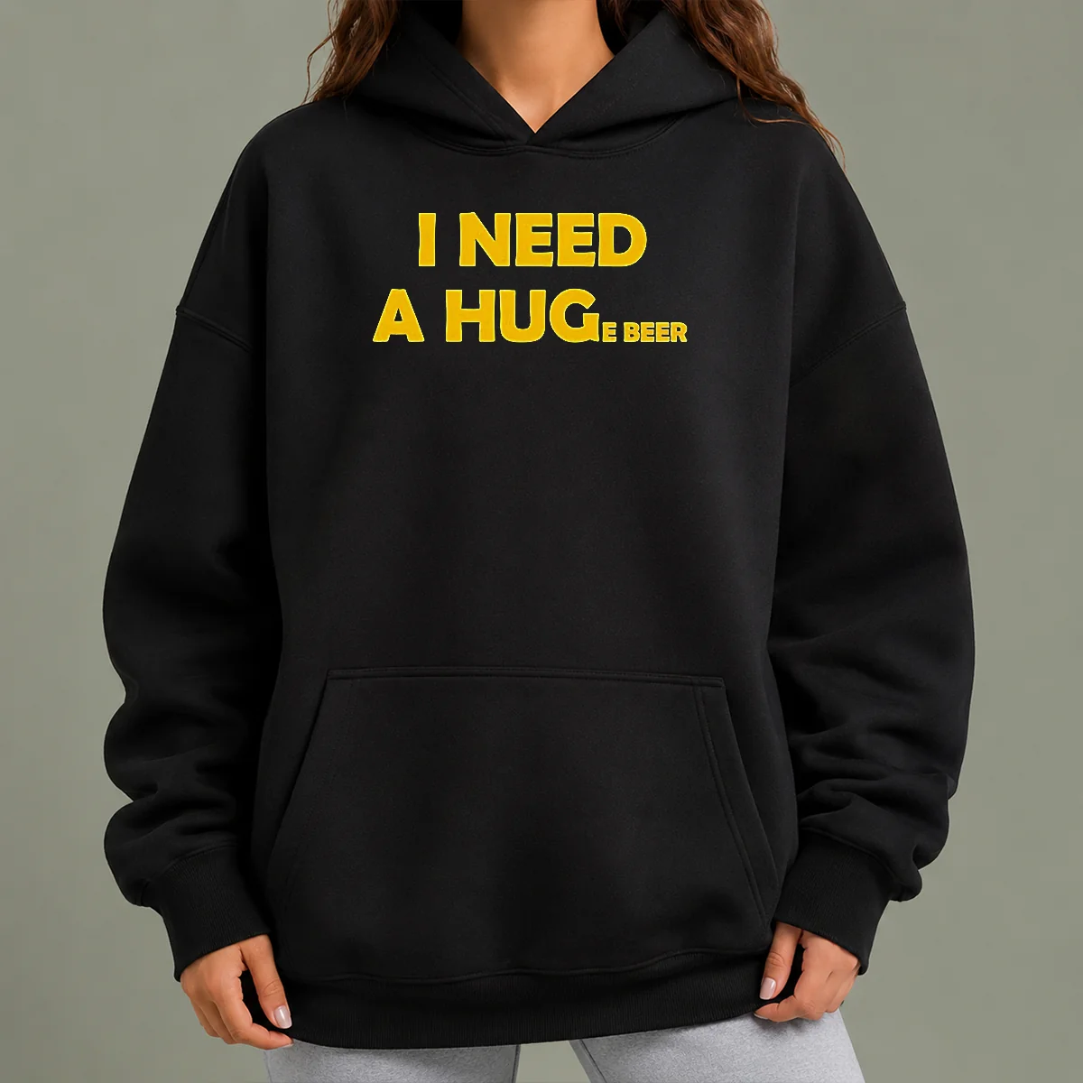 Hot I Need A Huge Beer Funny Drinking Alcohol Humor Hoodie