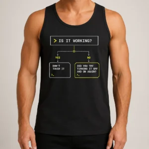 Hot Is It Work Funny Flowchart Geek Tank Top