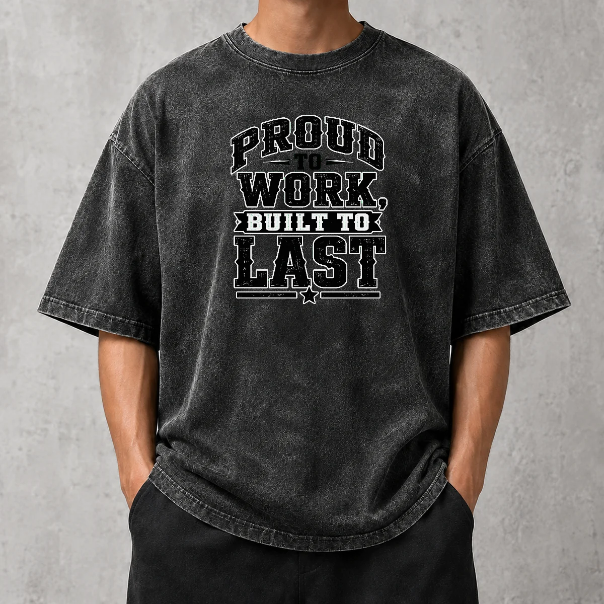 Hot Labour Day Proud Worker Silhouette Washed T-Shirt
