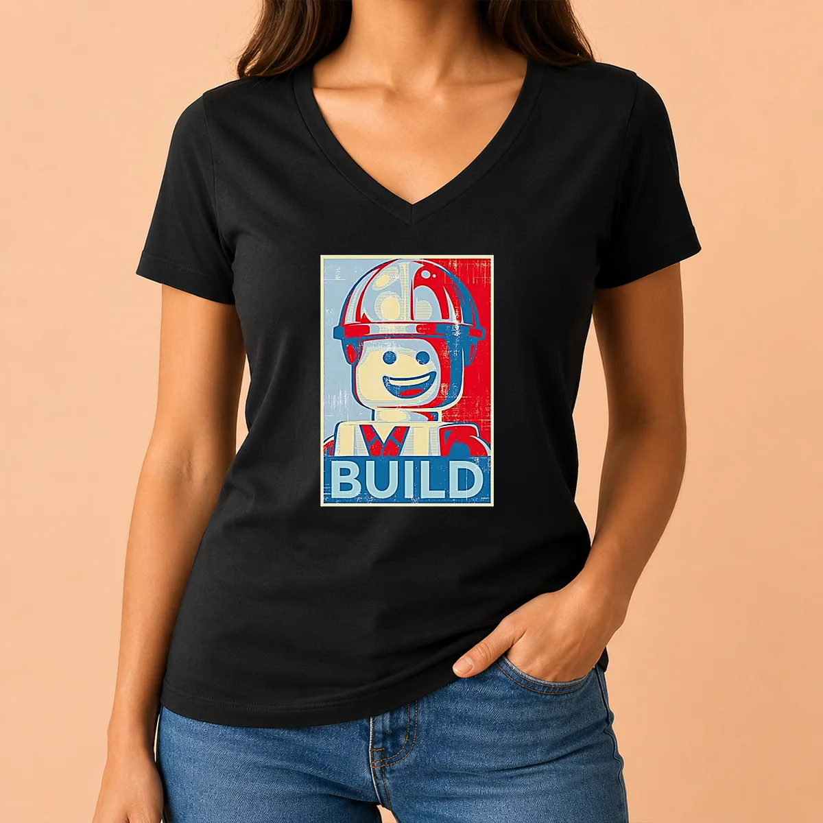 Hot Official Lego Construction Worker Lego V-Neck Shirt Hot Official Lego Construction Worker Lego V-Neck Shirt