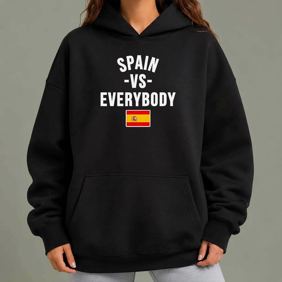 Hot Spain Vs Everybody National Soccer Team Spain World Cup 2026 Hoodie in red with graphic print, front view
