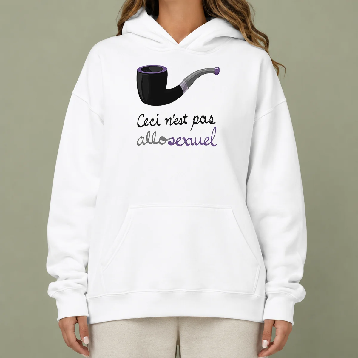 Hot Top Asexual Pride Rene Magritte Ceci N Est Pas Allosexuel Hoodie