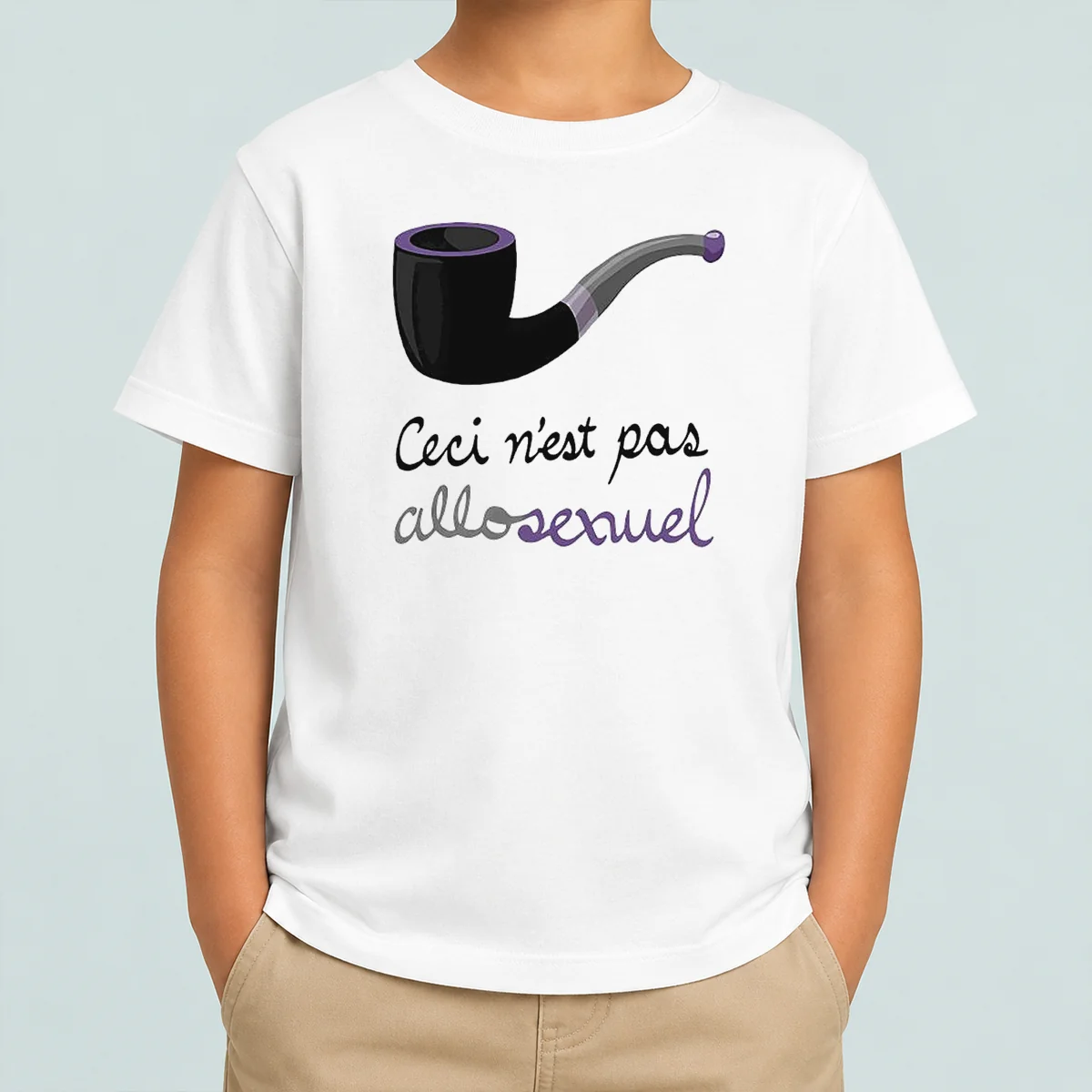 Hot Top Asexual Pride Rene Magritte Ceci N Est Pas Allosexuel Kids T-Shirt